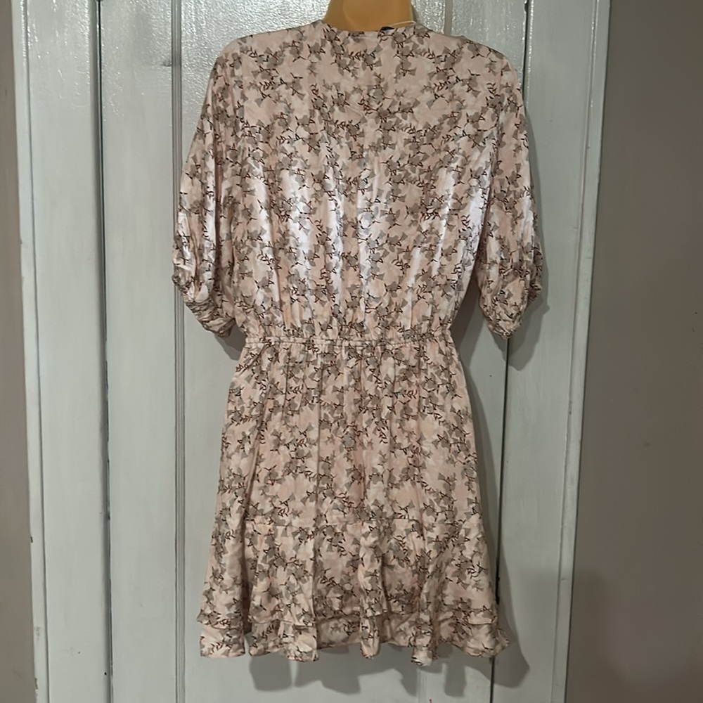 Shore Brand Malta Mini Dress Pastel Pink Floral Ruffle - Size M - Picture 3 of 6